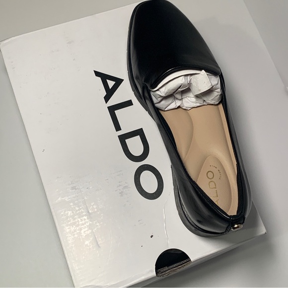 NEW ALDO Women's Slip on Black Genuine Leather Loafers Size 6 Flats Shoes - Picture 7 of 14
